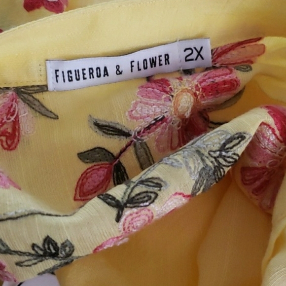 Boho 2XL Chic Artisy Yellow Lagenlook Embroidered Floral Tunic Top - Picture 8 of 9